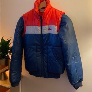 Vintage Lacoste Izod puffer w/ removable sleeves